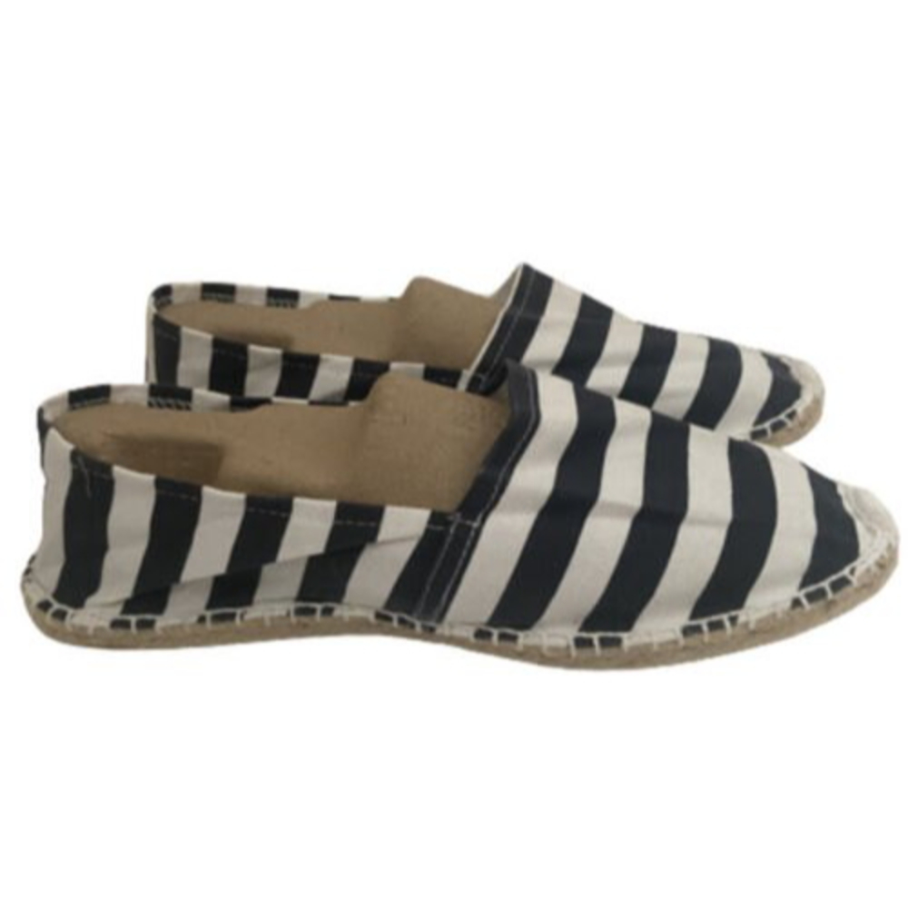 Cosido A Mano Womens Navy Striped Espadrilles Nautical Slip On Canvas Sz 43EU